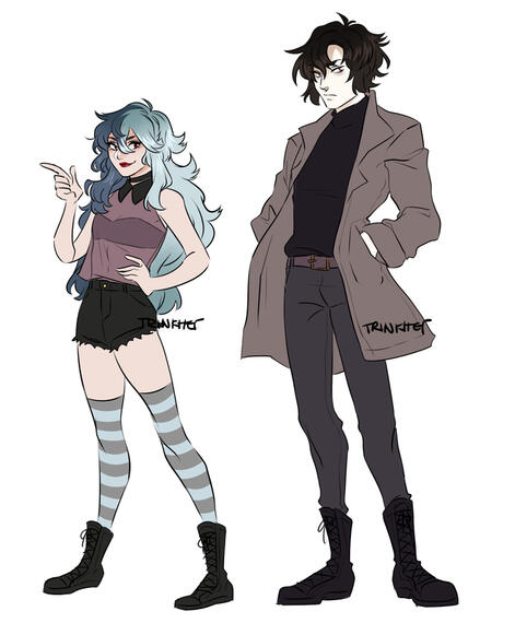 fullbody sketch 2 characters with no interaction
